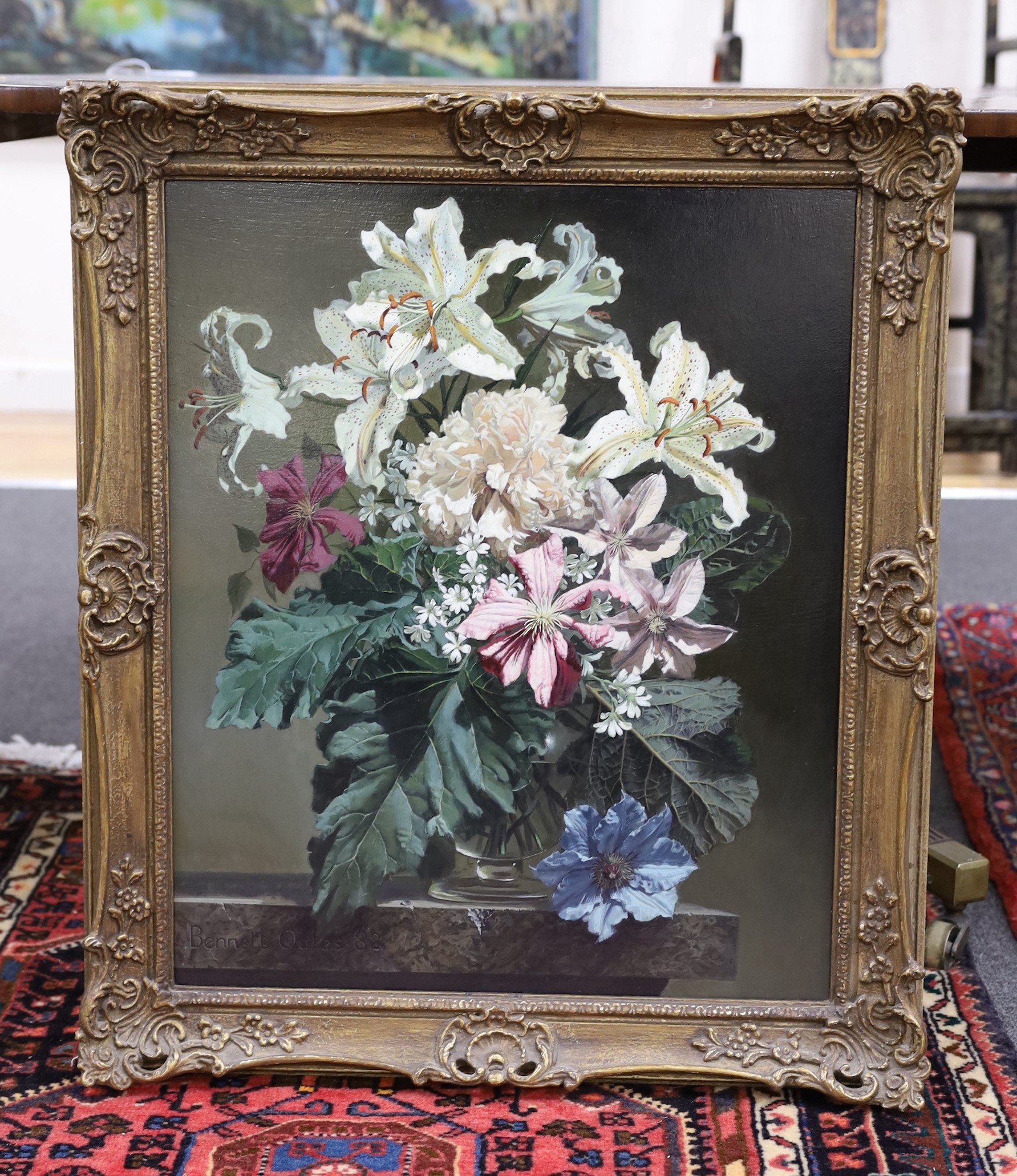 Bennett Oates (1928-2009), oil on board, still life, signed and dated, 60 x 49cm, label verso